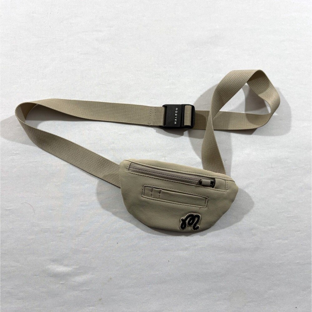 Malbon Adult Golf Belt Mini Compact Waist Pouch Bag Adjustable Beige Sz S Rare